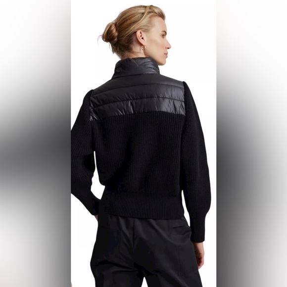 Varley $228 Daines Half-Zip Combination Knit Quilted Pullover Black S P2P 19-21” - Picture 2 of 16